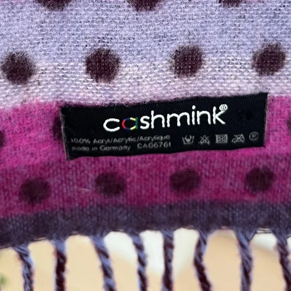CASHMINK Winter Scarf Oblong Polka Dot Reversible Colourful Fringe Cozy Soft - Picture 9 of 11